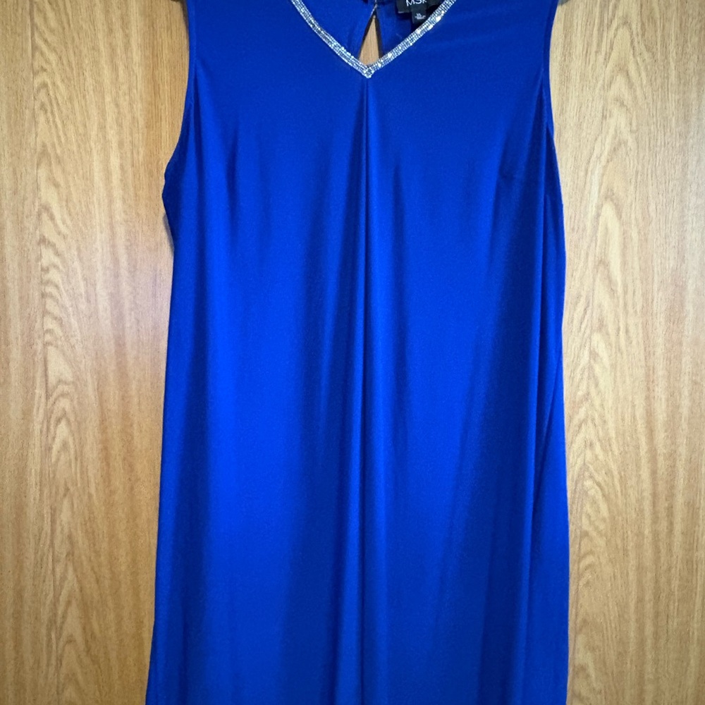 MSK Royal Blue sequined V-Neck Dress